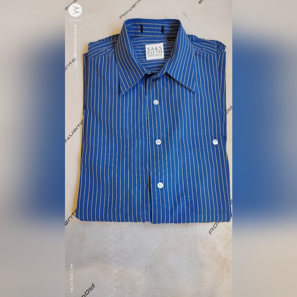 Men's Fine Cotton Shirt, Long Sleeves, Medium Blue, Made in USA